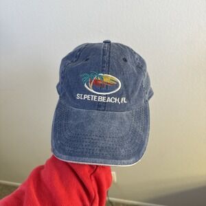 St. Pete's Beach Florida Denim 100% Cotton Baseball Cap Hook & Loop Closure